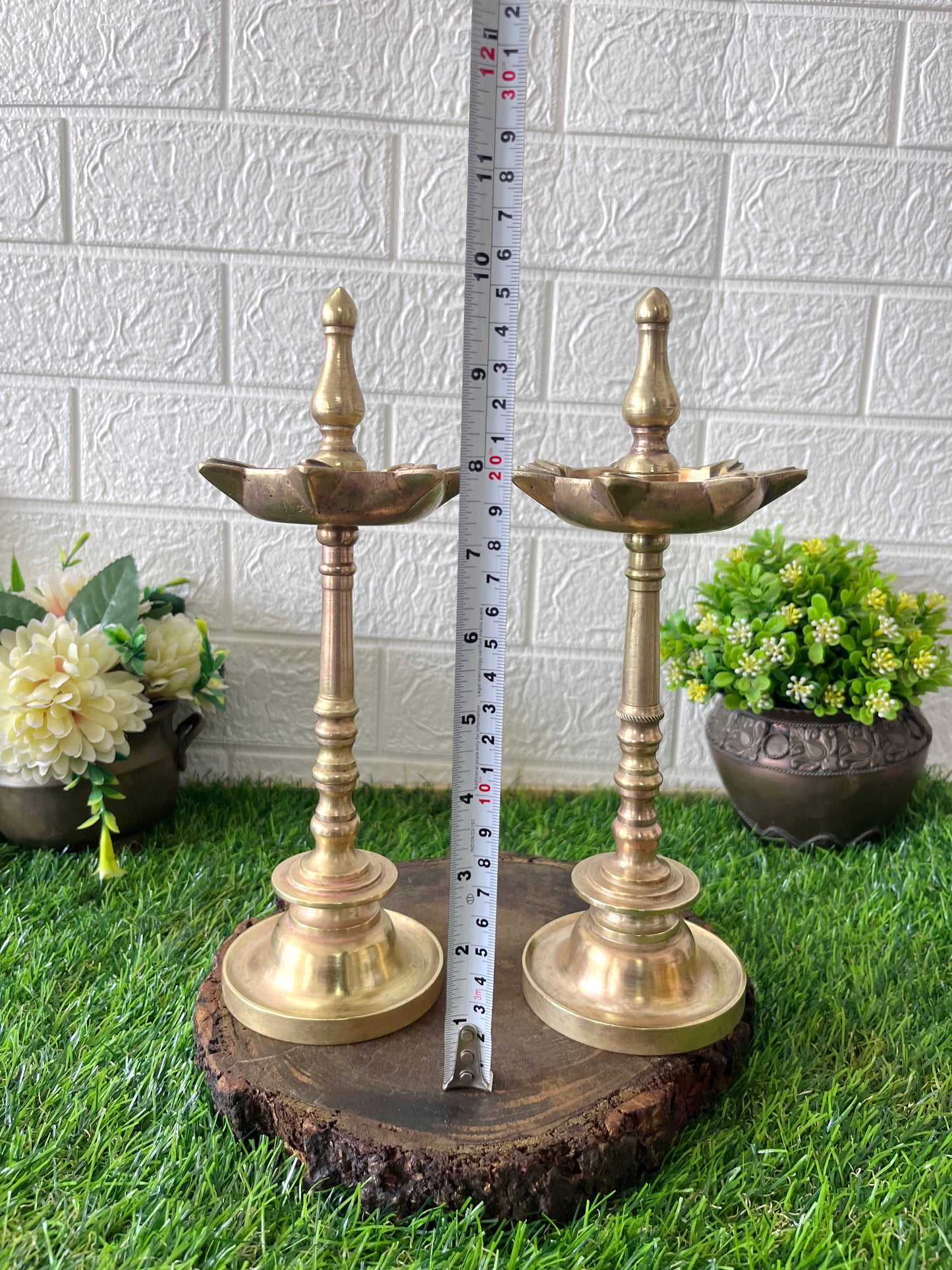 Brass Samay In Pair - Antique Brass 1972 Small Samay In Pair