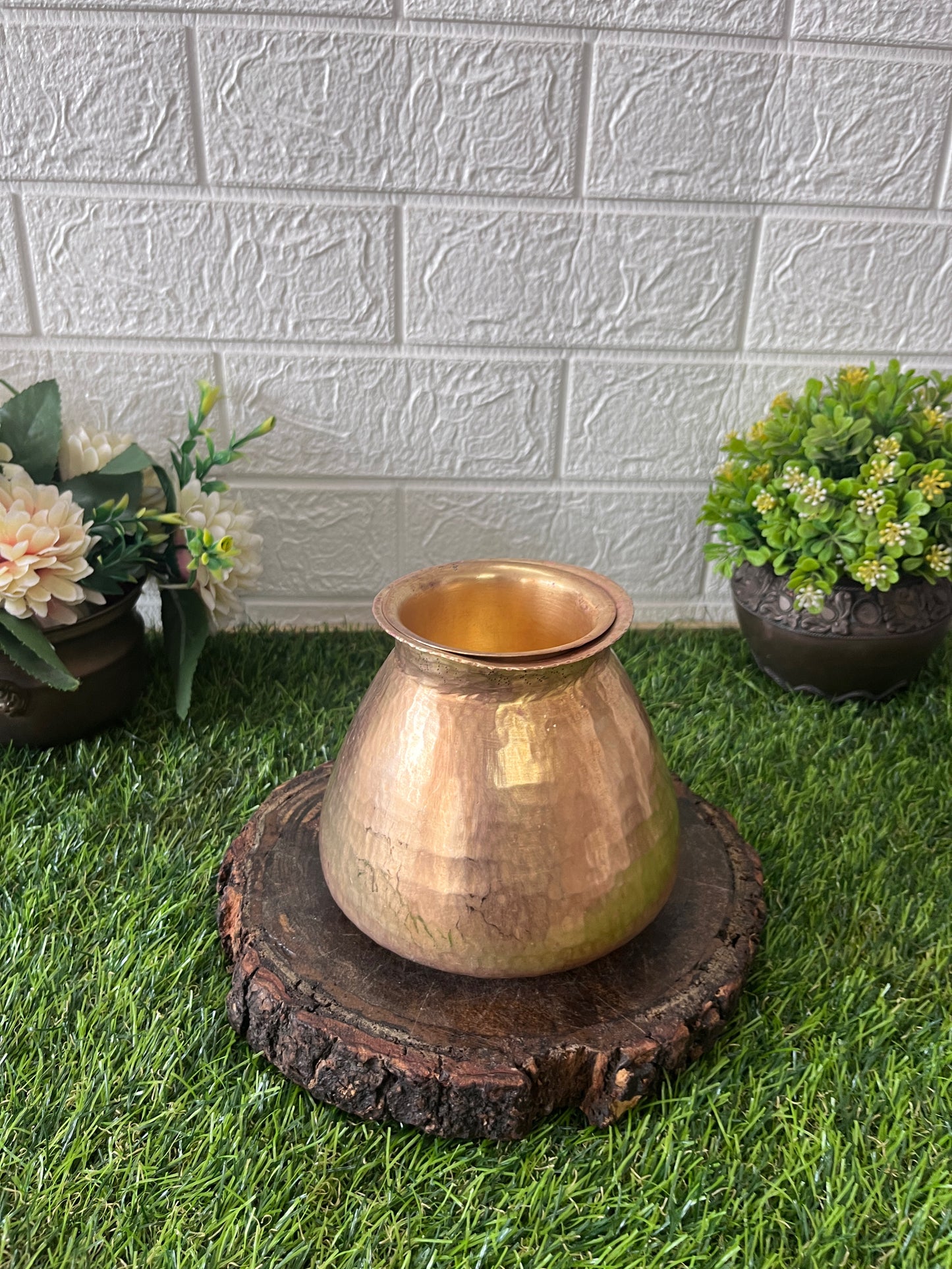 Brass Kalash With Glass- Antique Lota With Pela