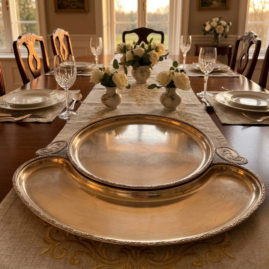 1978 Antique Brass Royal Plate | Large Heritage Brass Display Plate