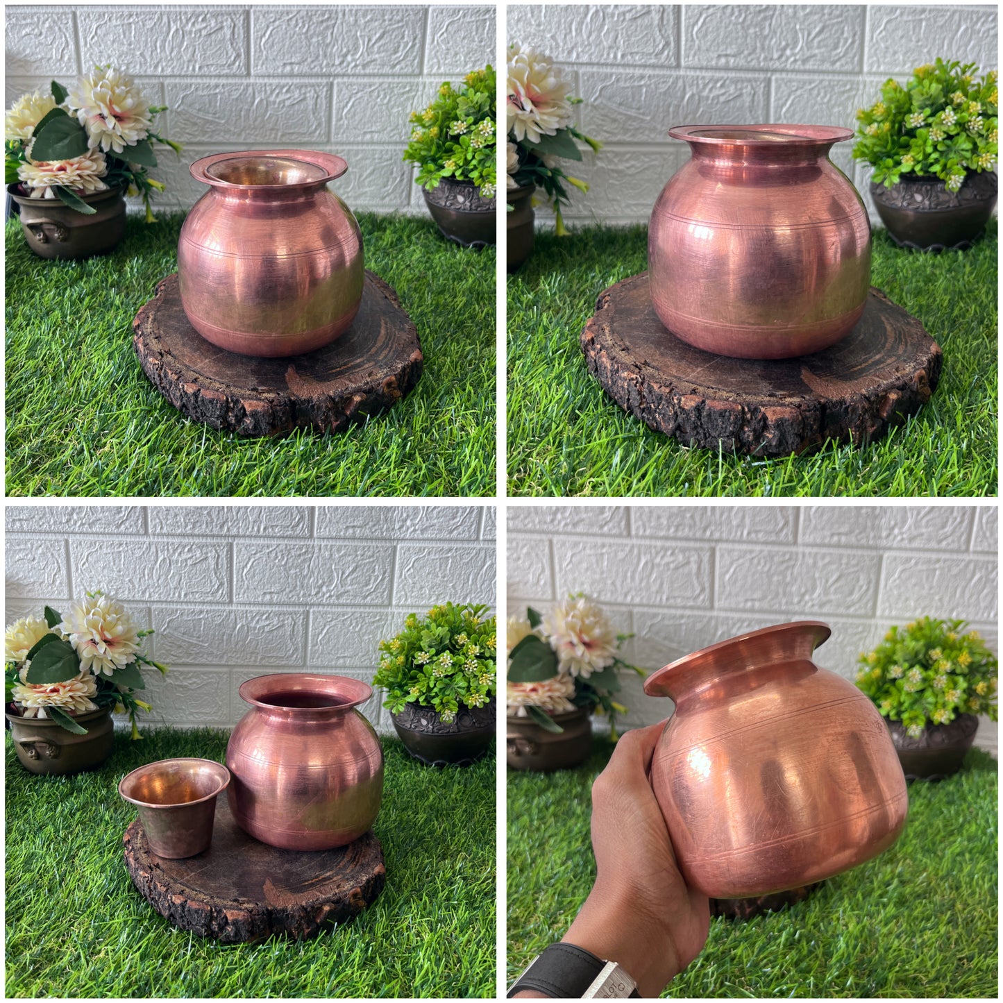 Copper kalash - Antique Lota with Glass