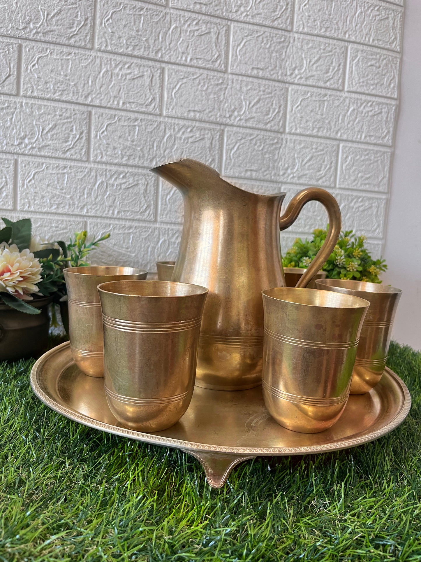 Brass Jug Set - Antique Serving Item