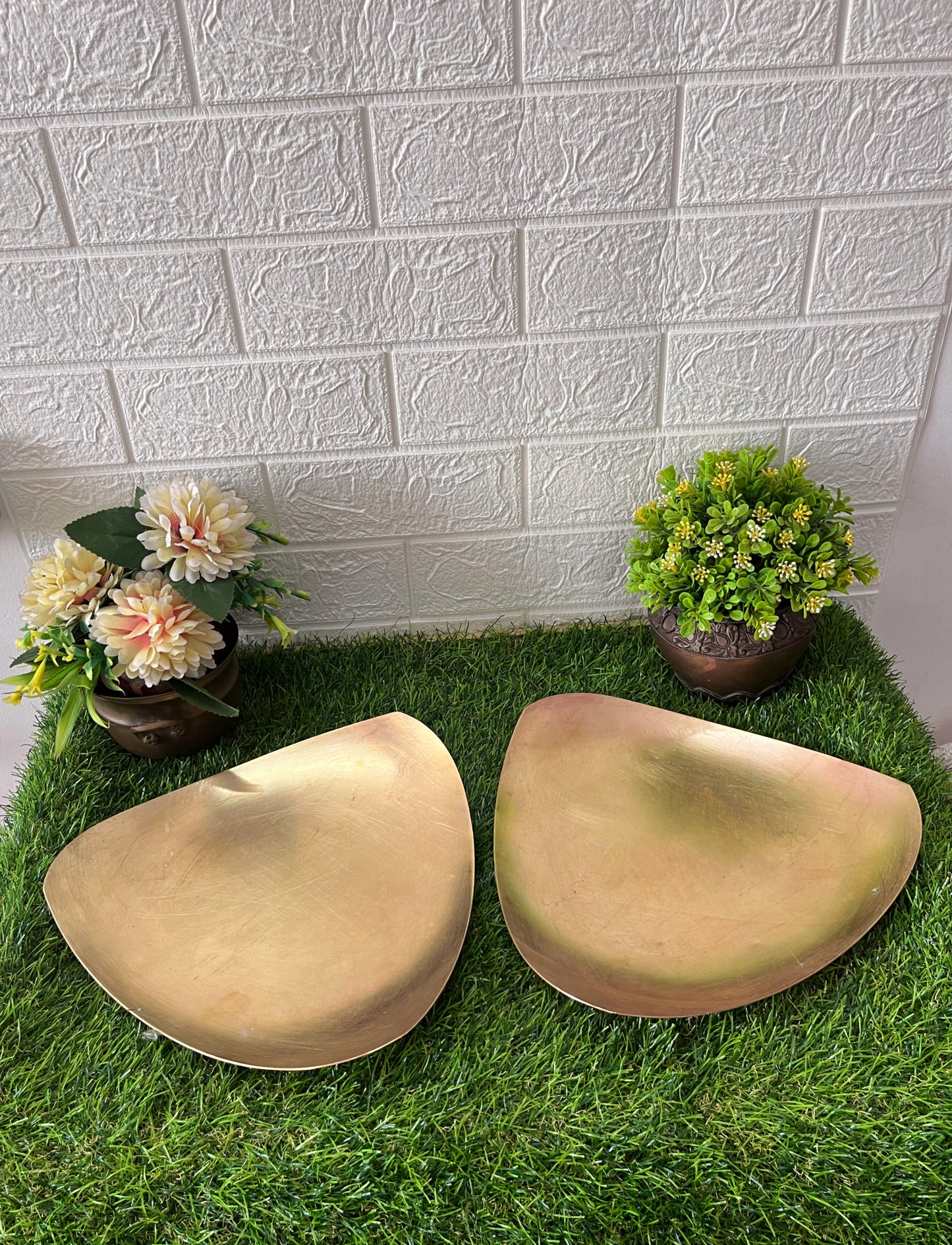 Brass Trays In Pair - Antique Serving Item