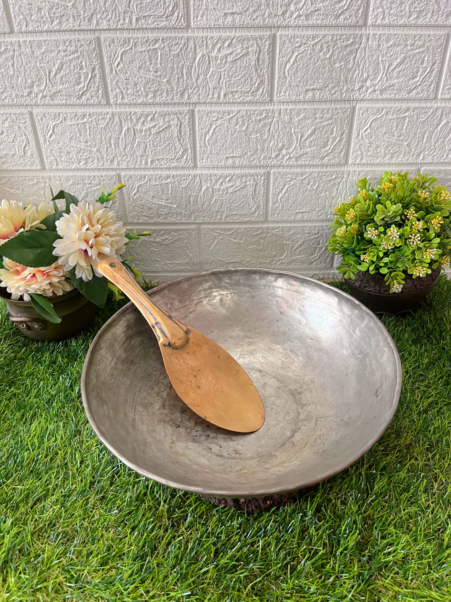 Brass Kadai With Spoon - Antique Cooking Bowl