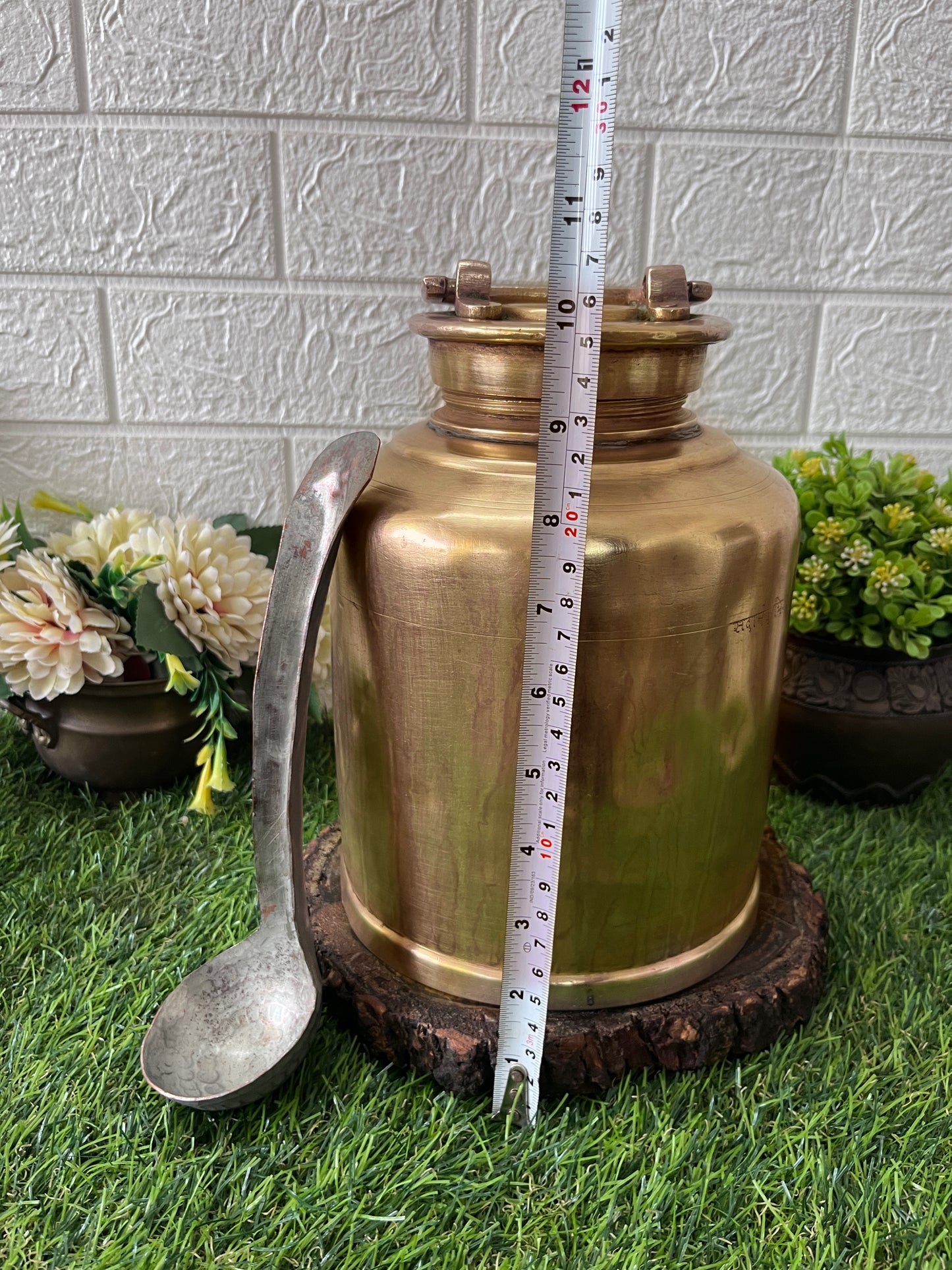 Brass Cannister With Lid And Ladle - Antique Storage Item