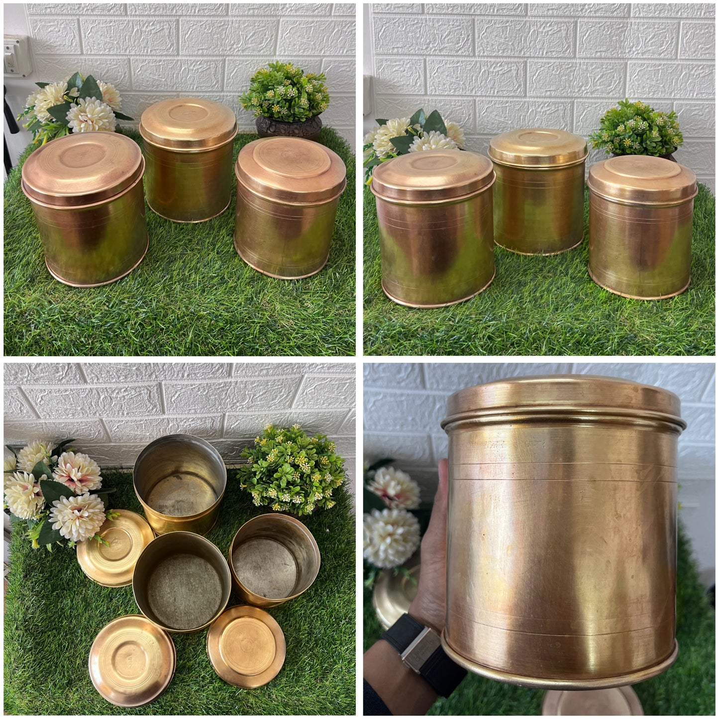 Brass Dabba In Set - Antique Storage Item