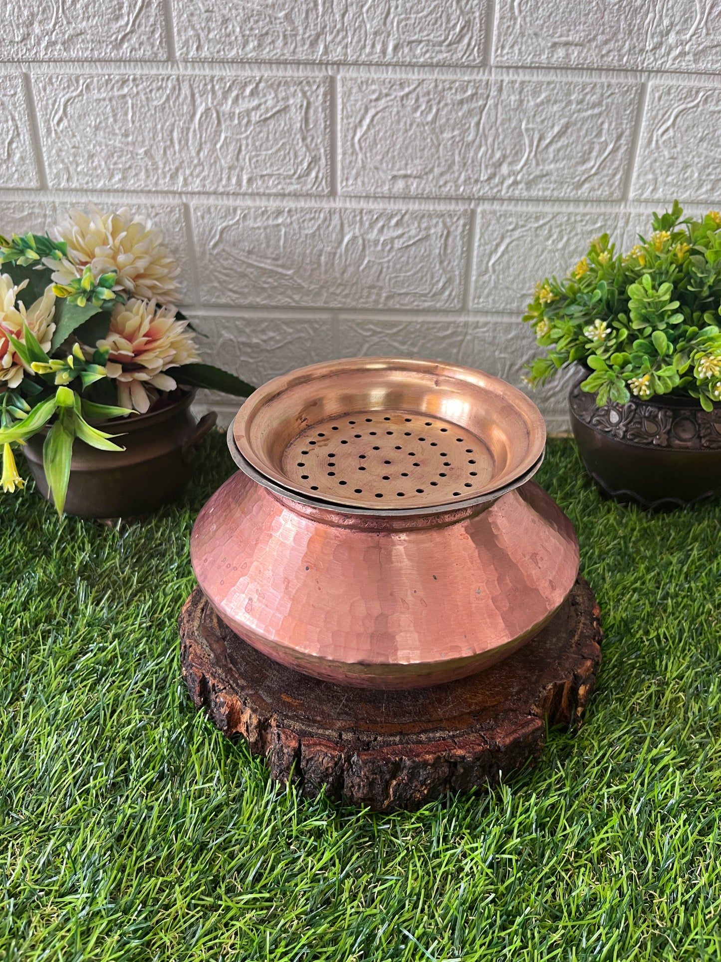 Copper Cooking Bowl With Brass Lid - Antique Cookware