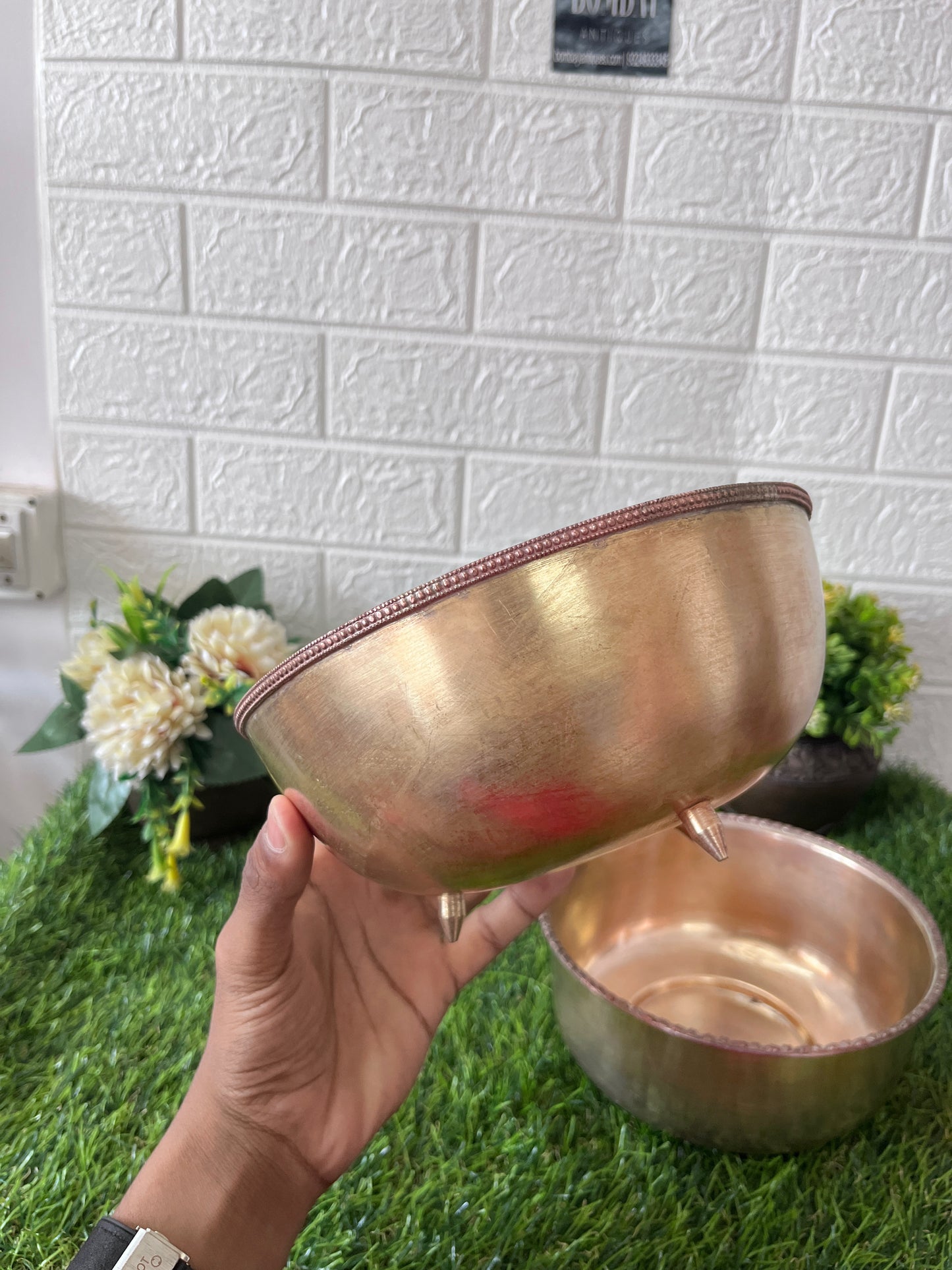 Brass Bowls In Pair - Antique Serving Items