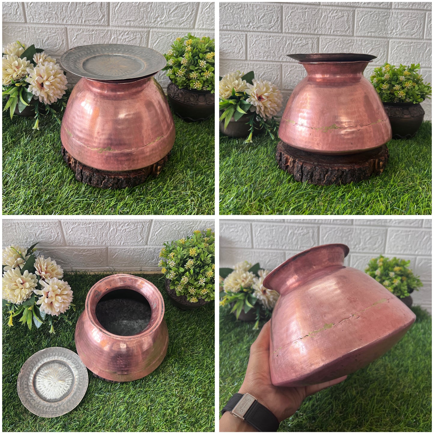 Copper Cooking Bowl With Lid   - Antique Cookware