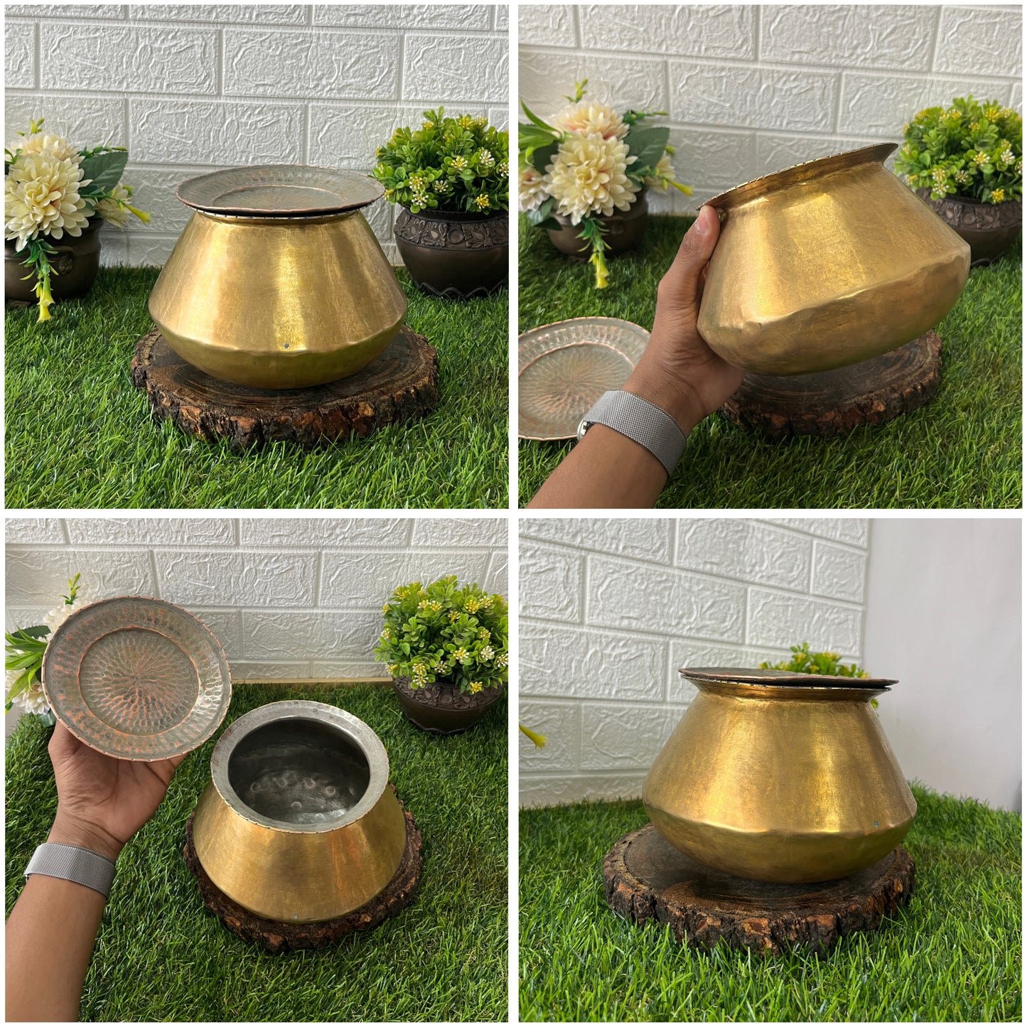 Antique Brass Small Cooking Handi with Lid