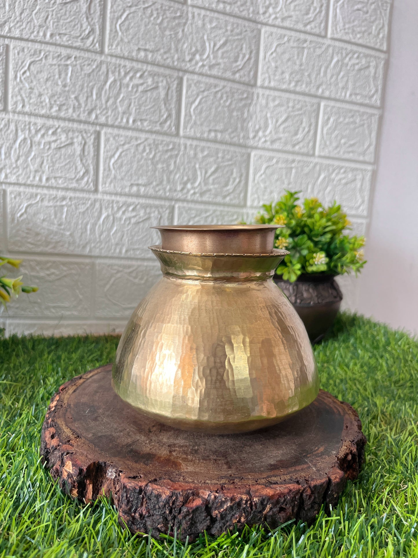 Brass Kalash And Pela - Antique Lota And Glass