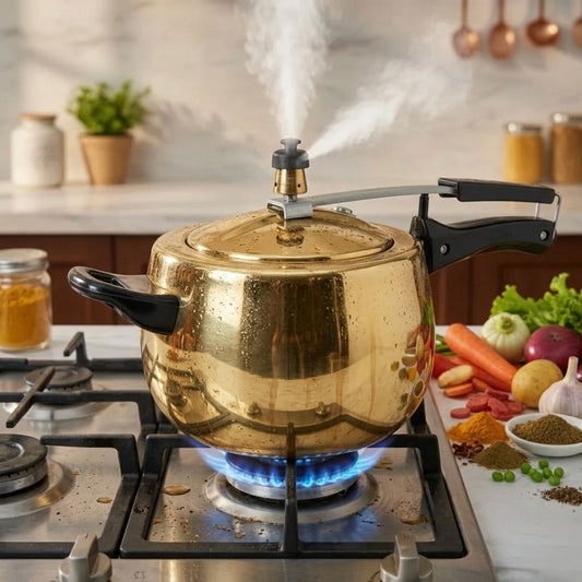 Premium Brass Cooker 3L | Pure Brass Traditional Cooking Vessel | Brand New
