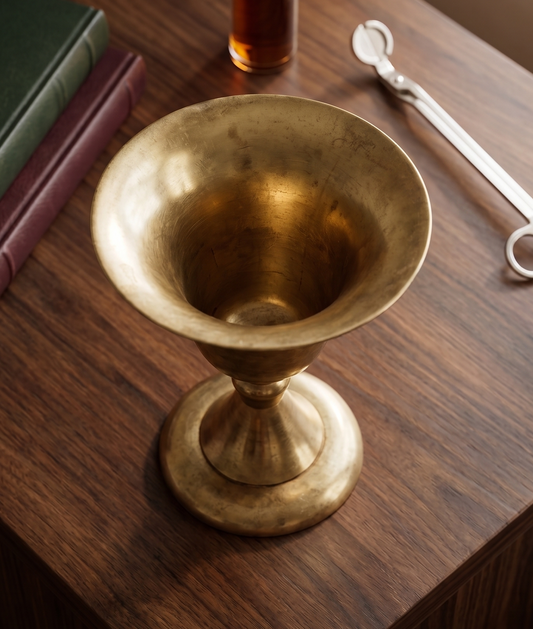 Vintage Peetal Vase Big Glass | Premium Brass Decorative Vessel | Made in 1985 - Bombay Antiques