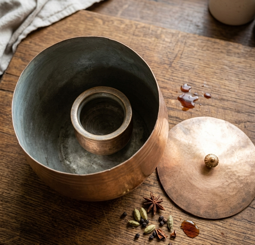 Antique Brass Storage Box with Kalash Shape 3.5L | Decorative Brass Container | Made in 1970 - Bombay Antiques