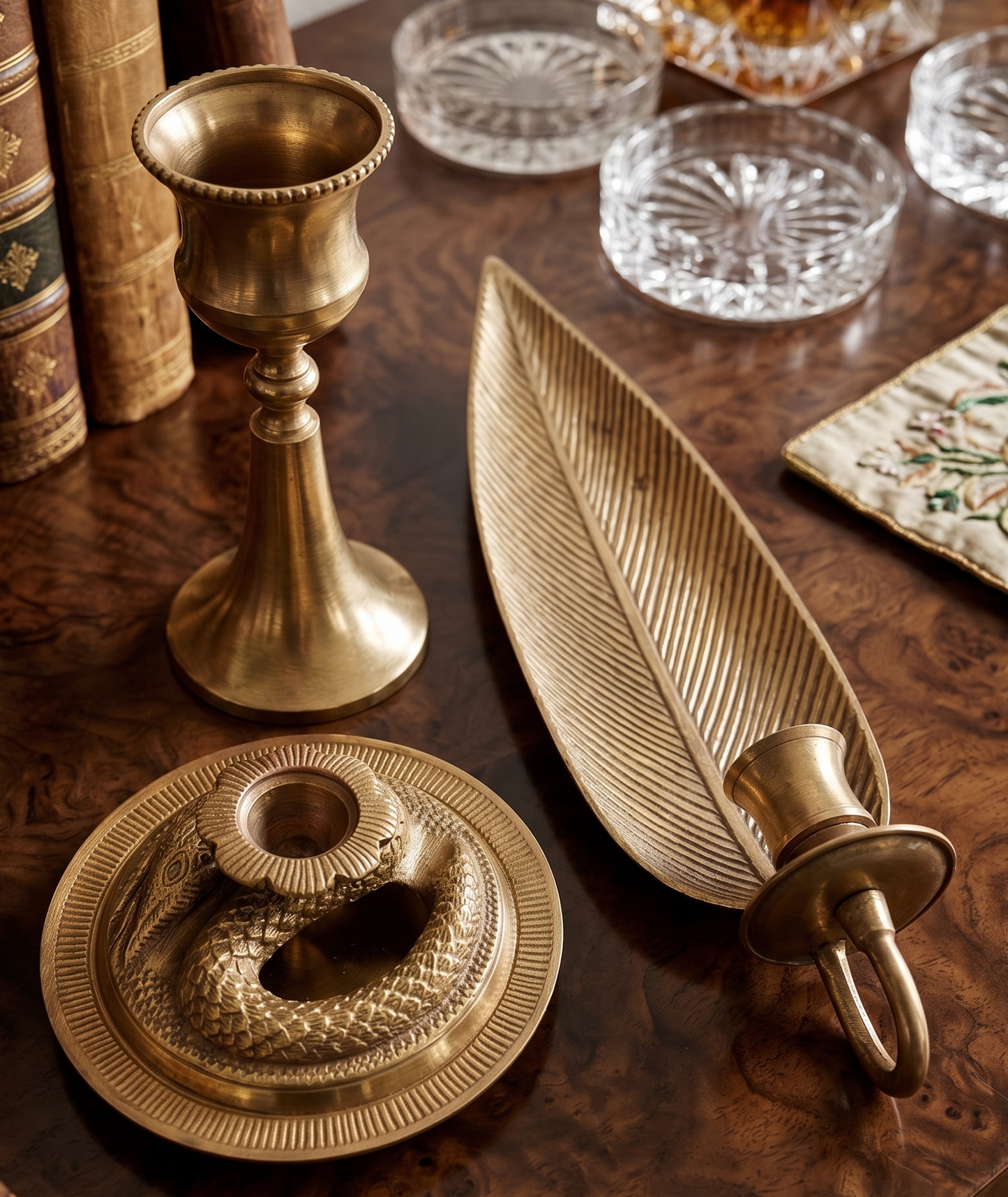 Antique Peetal Wall Hanging Leaf Candle Holder Set | Pure Brass Decorative Wall Décor Collection | Made in 1968