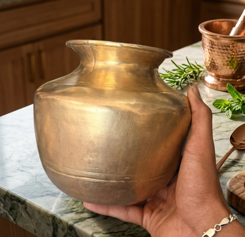 Antique Peetal Kalash | Brass Water Pot | Made in 1972 - Bombay Antiques