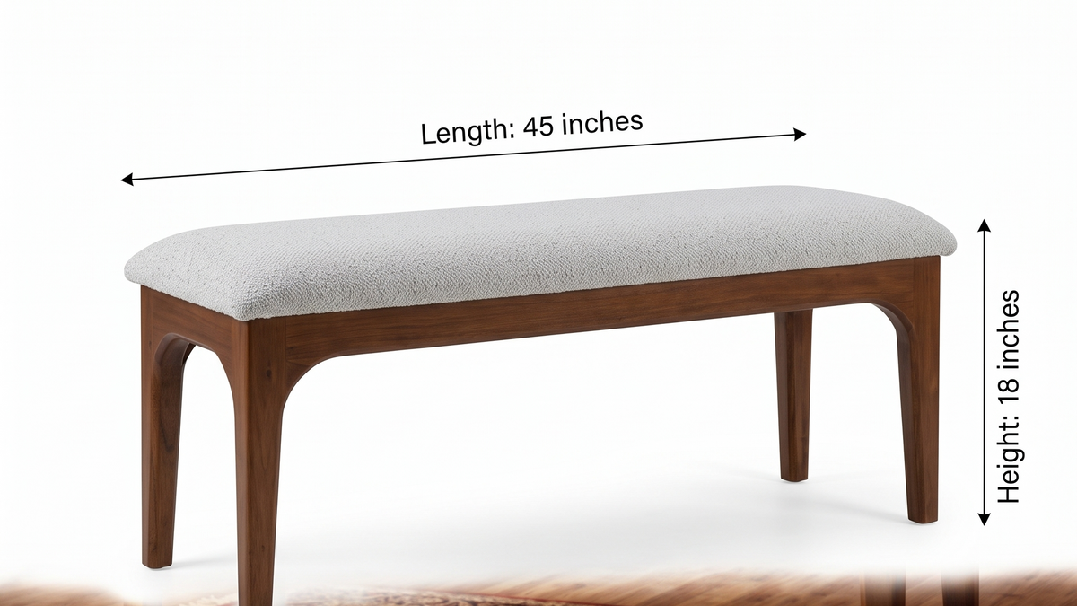 Antique Sagwan Teak Wood Upholstered Bench | Solid Teak Dining Bench | Inspired by Mid-Century Modern Design