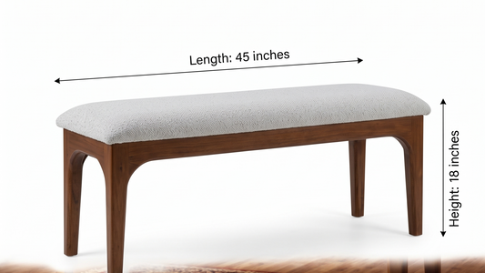 Antique Sagwan Teak Wood Upholstered Bench | Solid Teak Dining Bench | Inspired by Mid-Century Modern Design