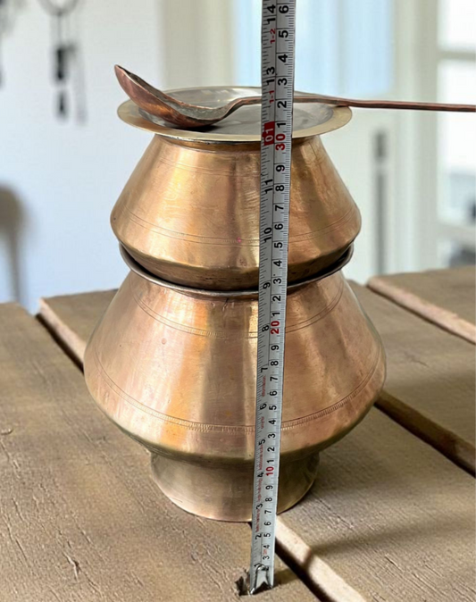 Antique Brass Cooking Bowl Pair | Pittal Bhagona Pair | Traditional Cooking Vessel