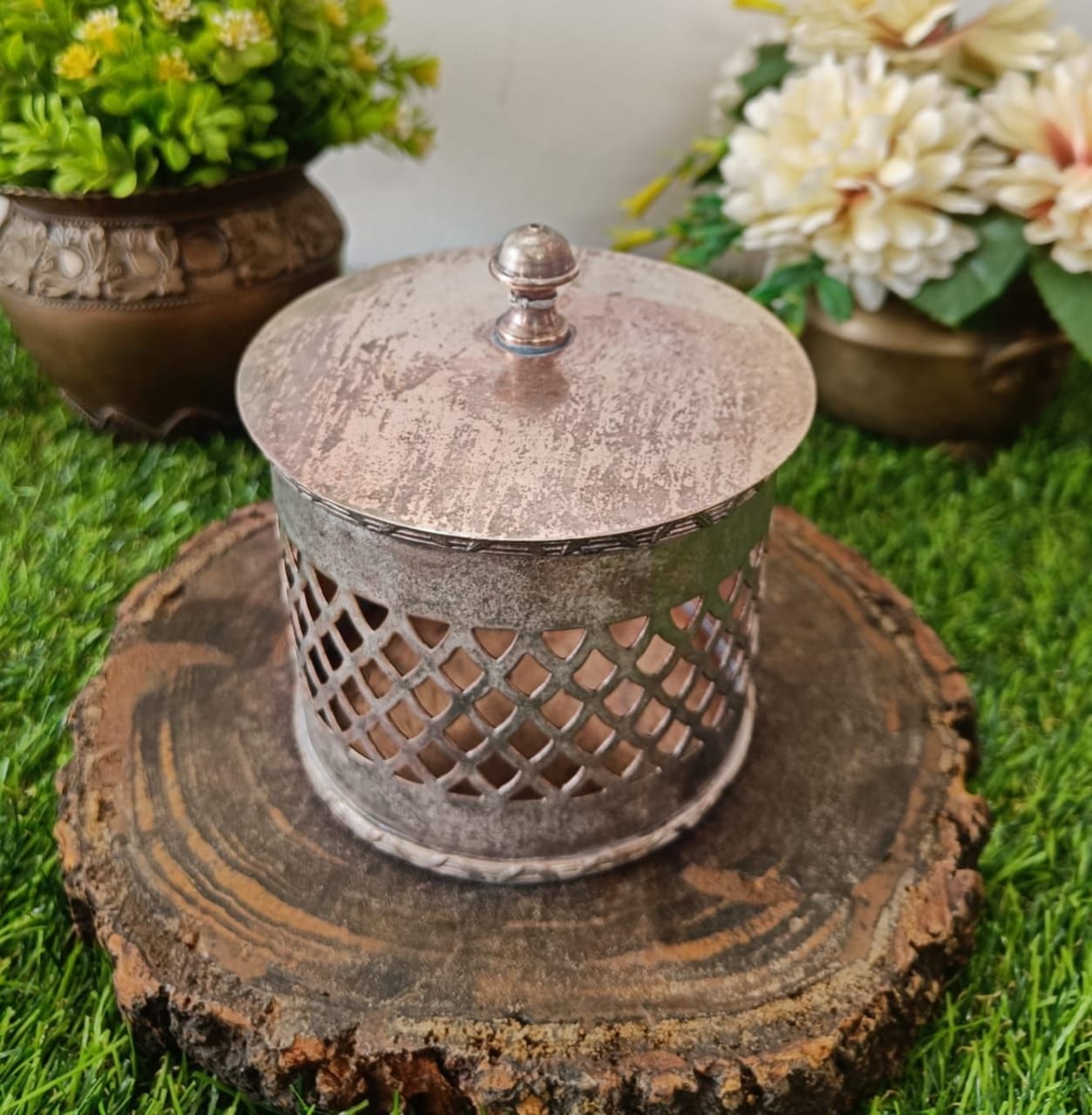 Antique Brass Rare Dabba with Silver Polish🔥