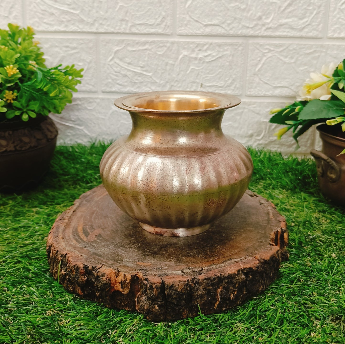Antique Bronze Kalash With Brass Pela | Kansa Lota with Glass | Traditional Kitchen Utensil