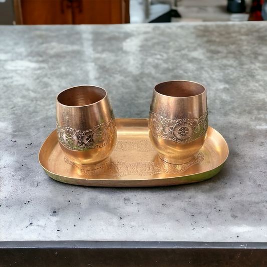 Brass Serving Set - Antique Engraved Serving Item