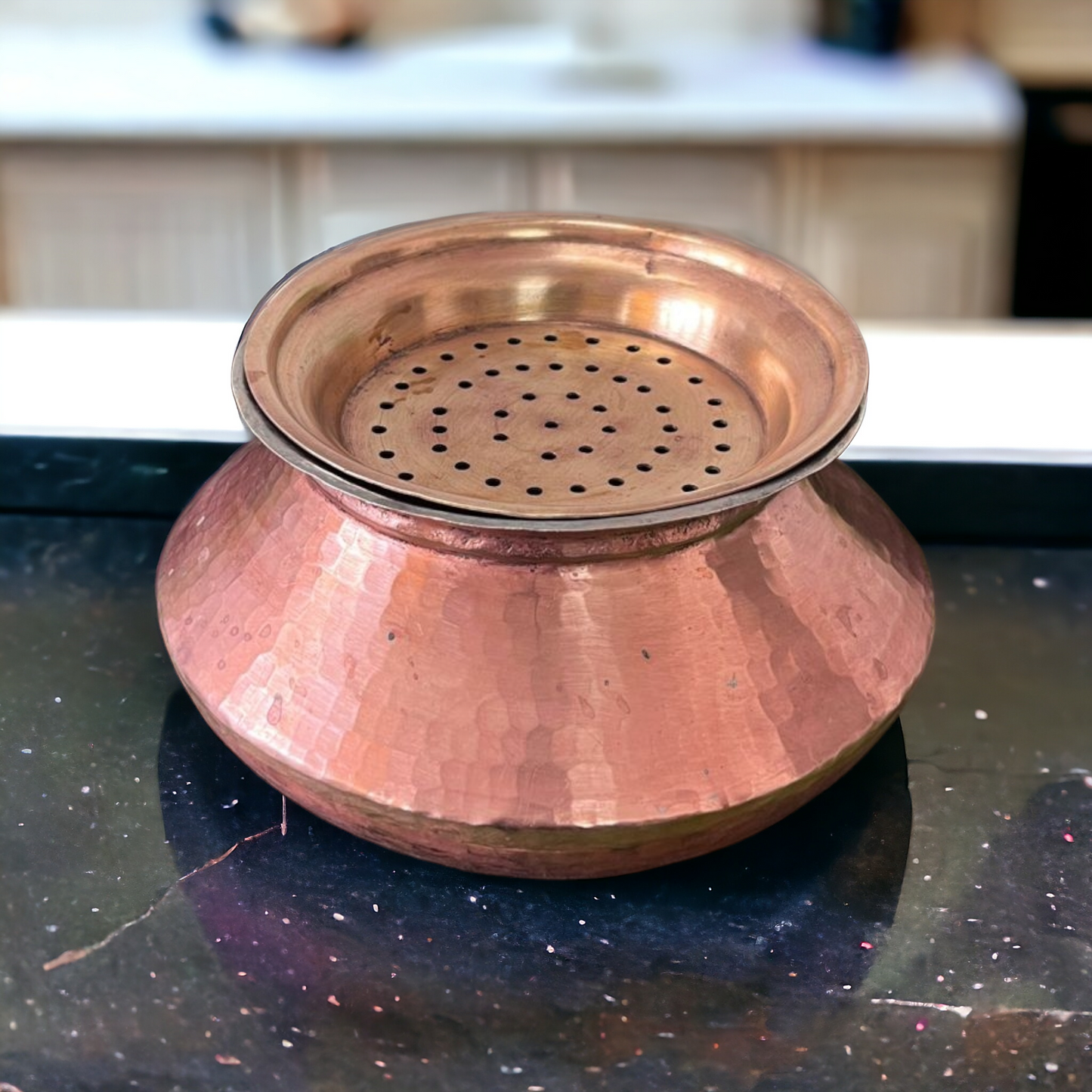 Copper Cooking Bowl With Brass Lid - Antique Cookware