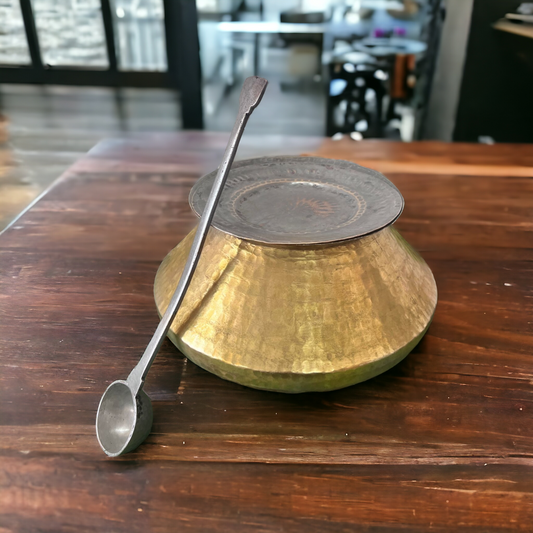 Brass Deg With Lid And Ladle - Antique Cookware