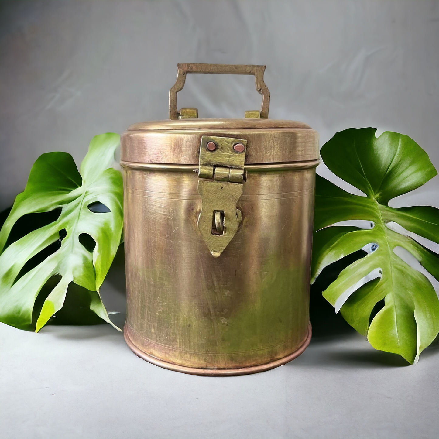 Brass Storage Box With Lock - Antique Kaddi Dabba