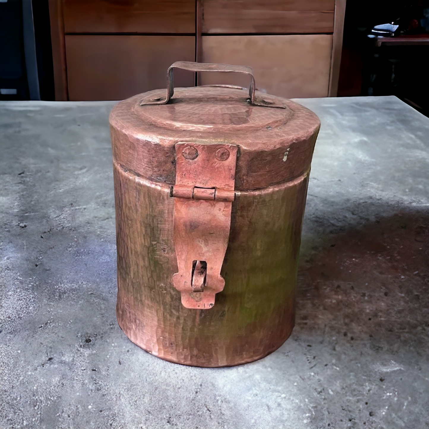 Copper Storage Box With Lock - Antique Rare Handmade Kaddi Dabba