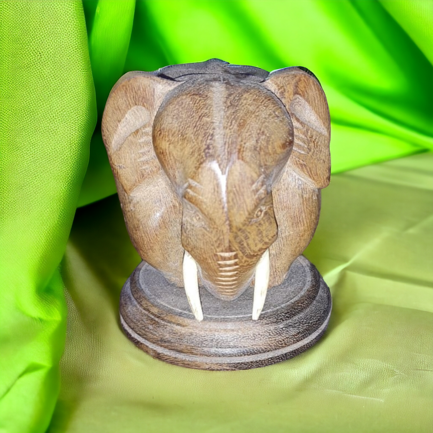 Vintage Small Coconut Wood Elephant Paper Weight