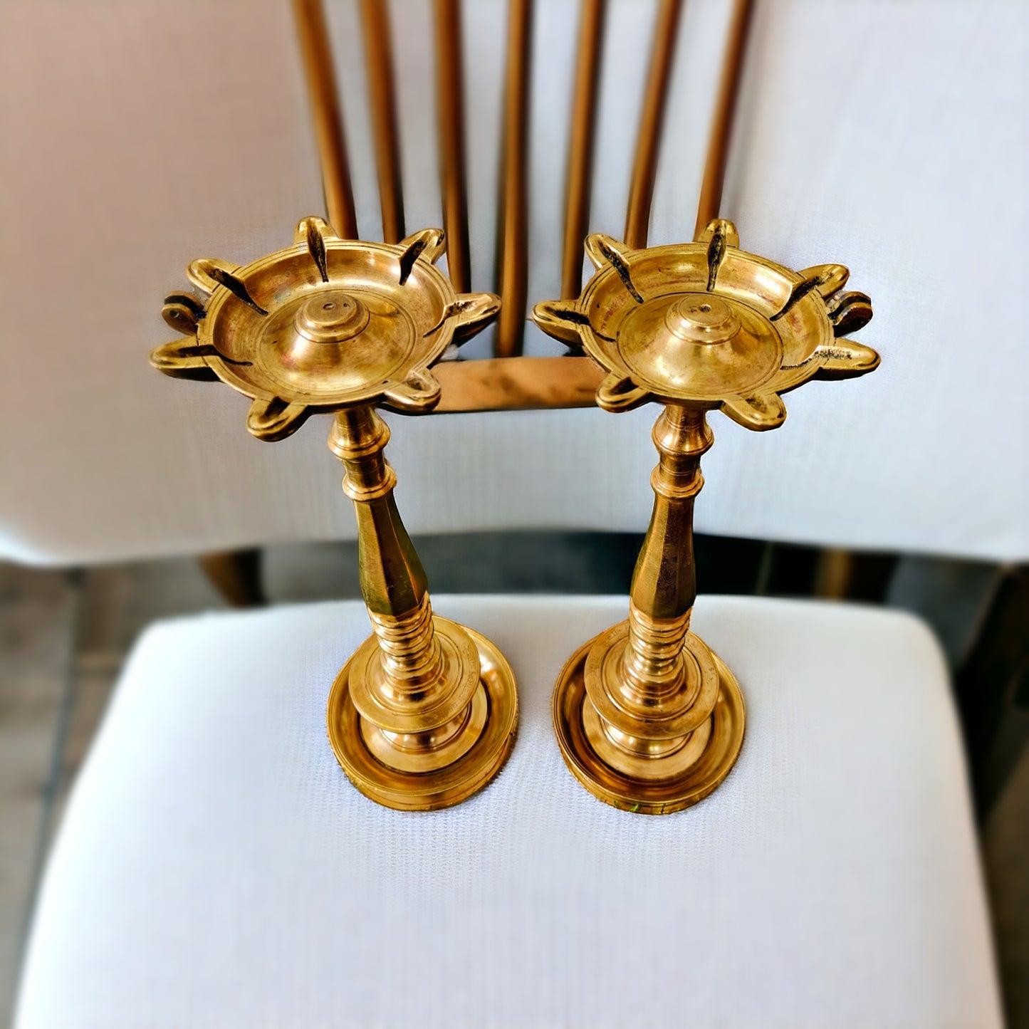 Antique Brass Samay in Pair