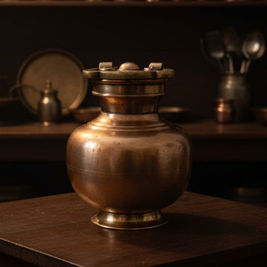 1964 Antique Brass Ganga Jal Kalash 1.5L | Classic Brass Water Pot Collectible