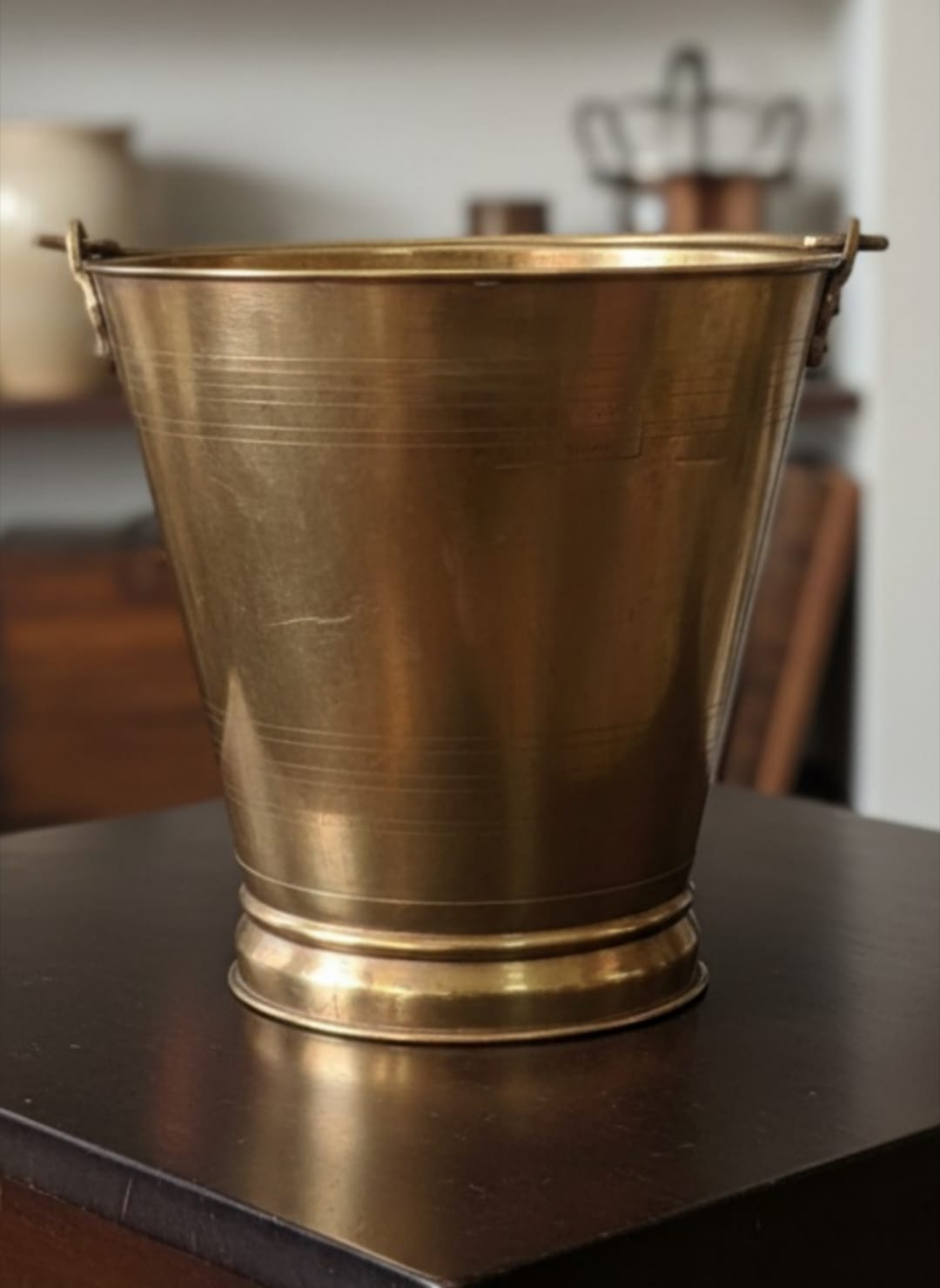 1959 Antique Brass Bucket 15L | Large Brass Décor Bucket