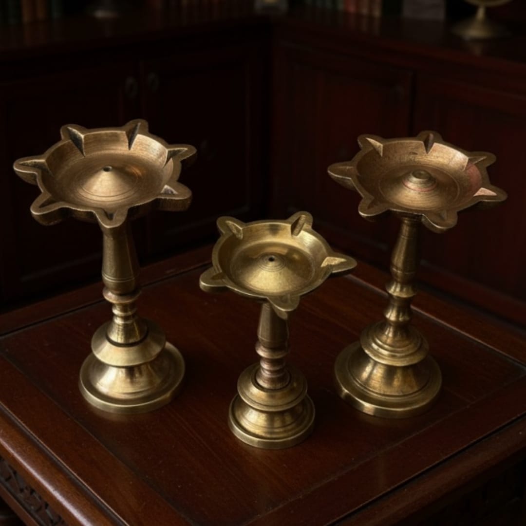 1974 Antique Brass Small Samay Set of 3 | Classic Brass Décor Collection