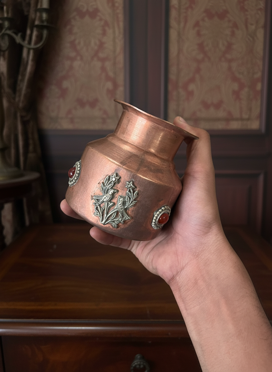 1967 Antique Copper Kalash and Bowl Set | Classic Copper Décor Collection