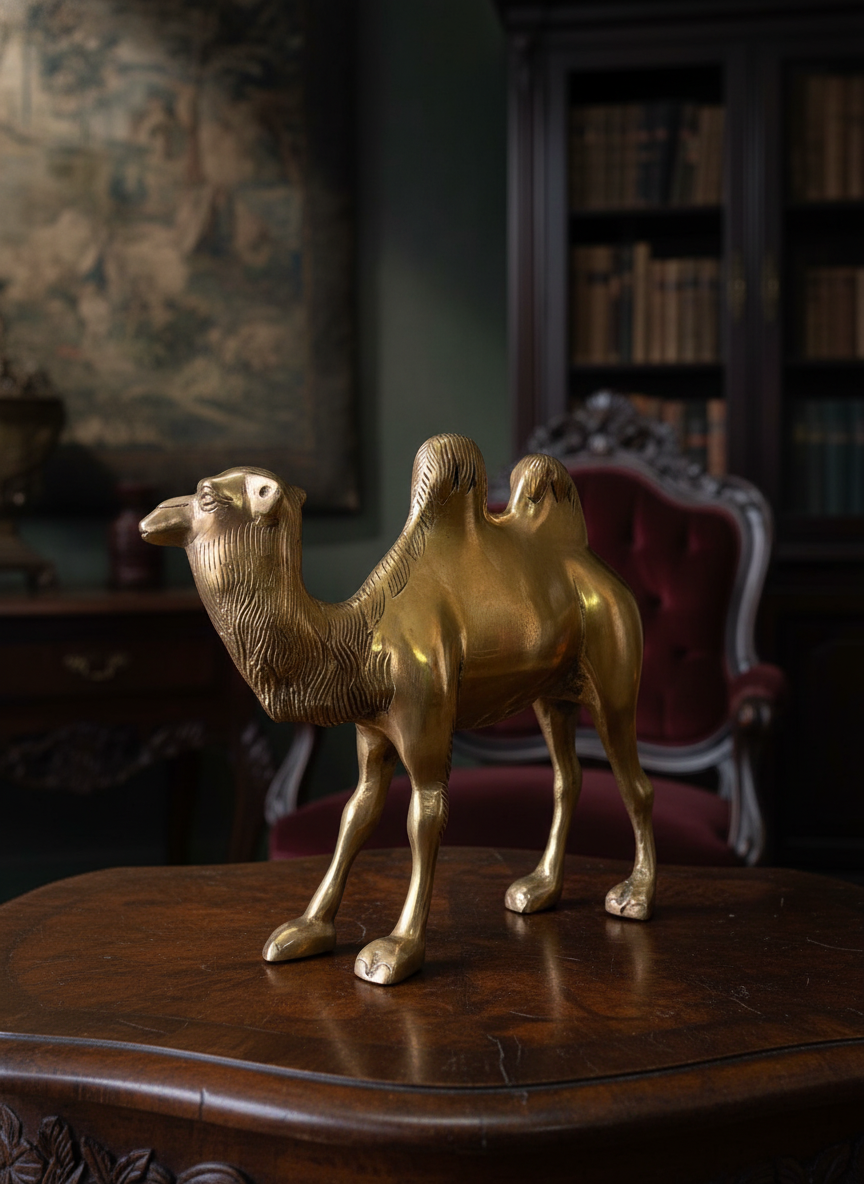 1962 Antique Brass Camel Figurine | Solid Brass Décor Accent