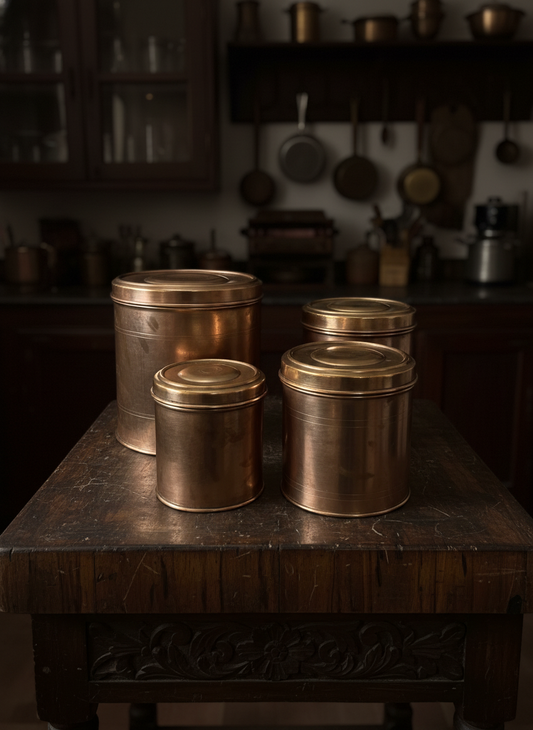 1971 Antique Brass Storage Box Set of 4 Big and Small | Classic Brass Container Collection