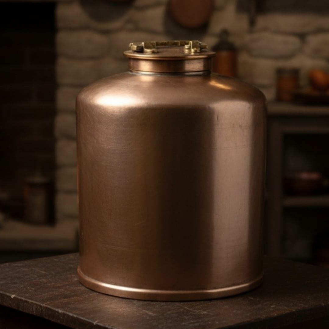 1970 Antique Brass Canister 10L | Large Heavy-Gauge Brass Kettle