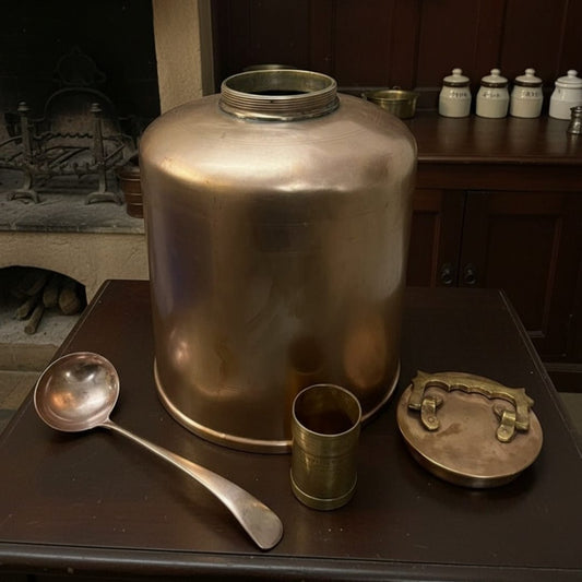 1970 Antique Brass Canister 10L | Large Heavy-Gauge Brass Kettle