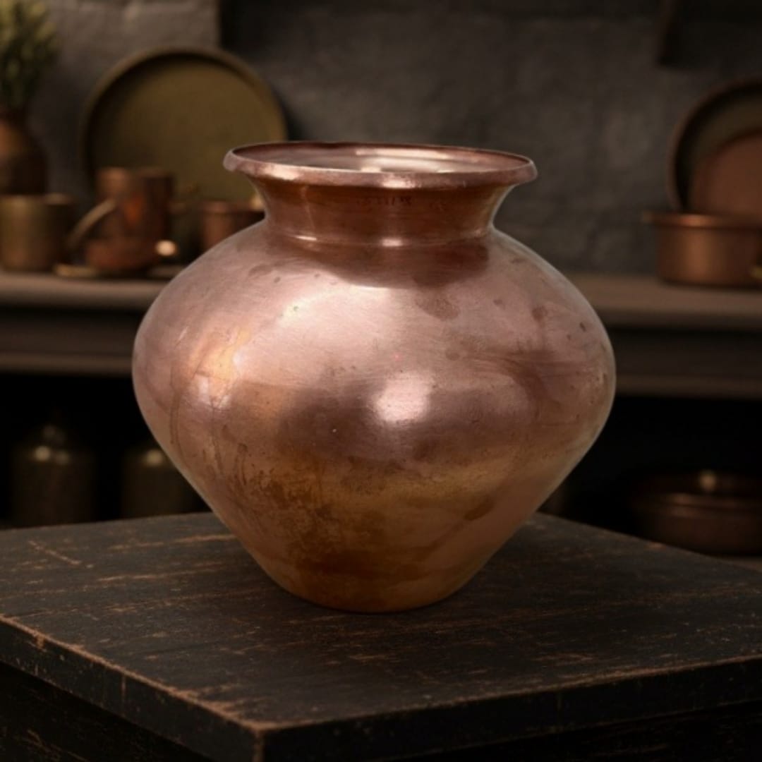 1972 Antique Copper Kalash with Pyala | Copper Kalash Set