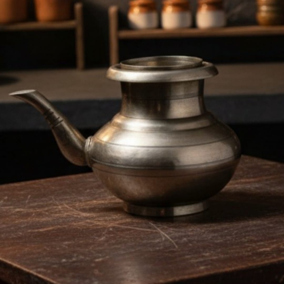 1974 Antique Bronze Kamandal with Glass 1.5L | Bronze Water Kamandal