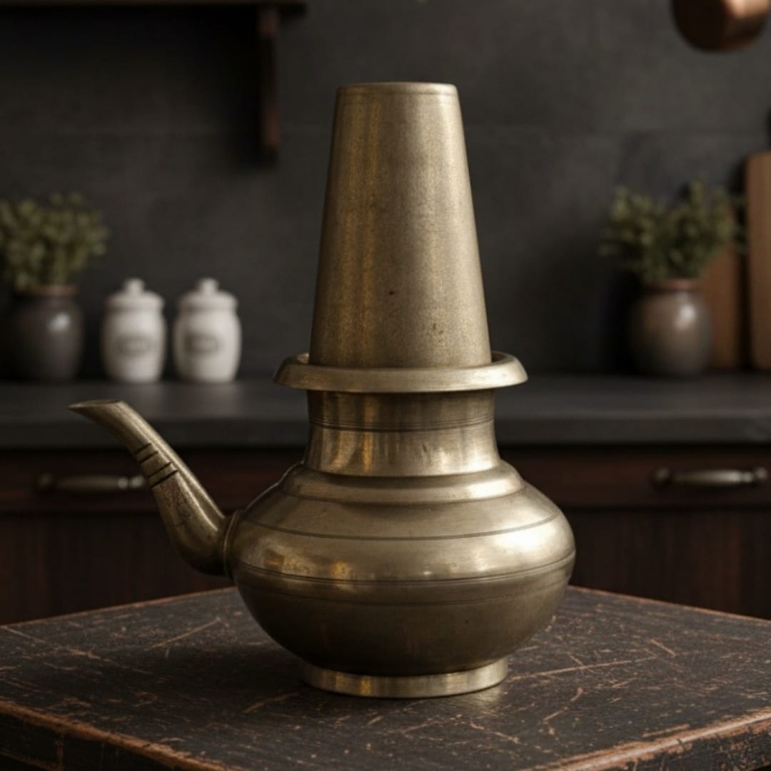 1974 Antique Bronze Kamandal with Glass 1.5L | Bronze Water Kamandal