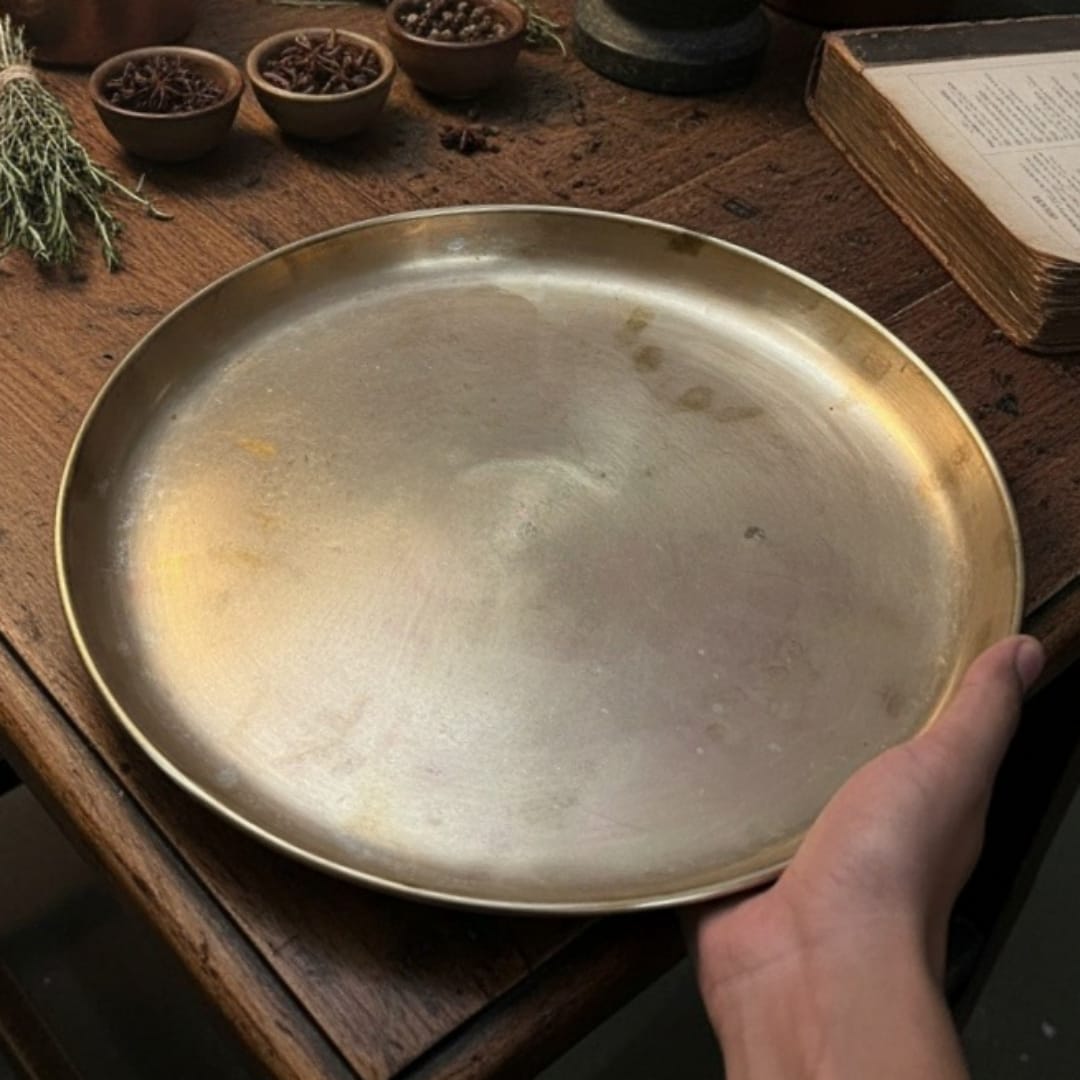1984 Antique Brass Thal | Large Brass Serving Platter