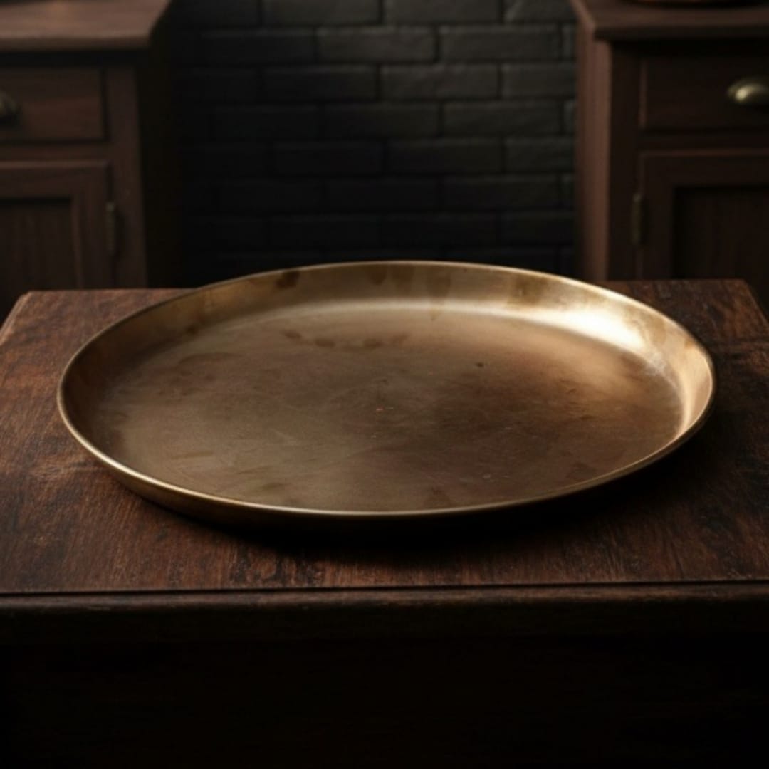 1984 Antique Brass Thal | Large Brass Serving Platter