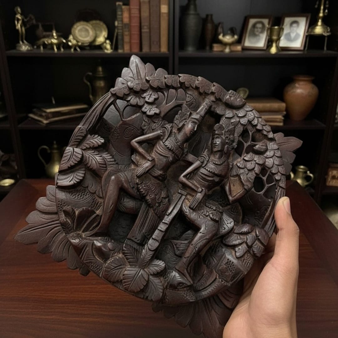 1978 Antique Rosewood Wall Hanging Decor Piece | Rosewood Wall Art