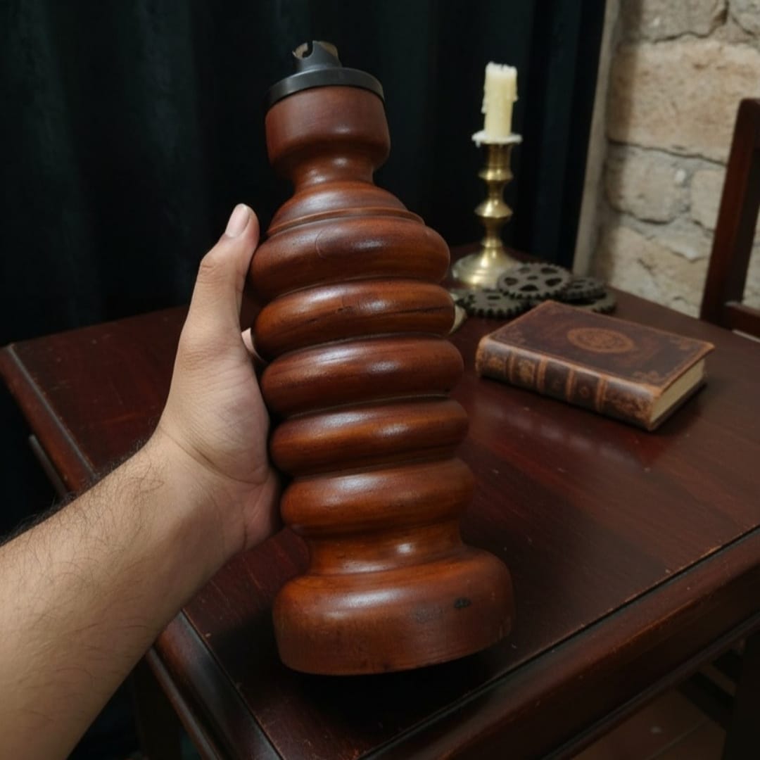 1979 Antique Teakwood Lamp Pair | Teakwood Table Lamps