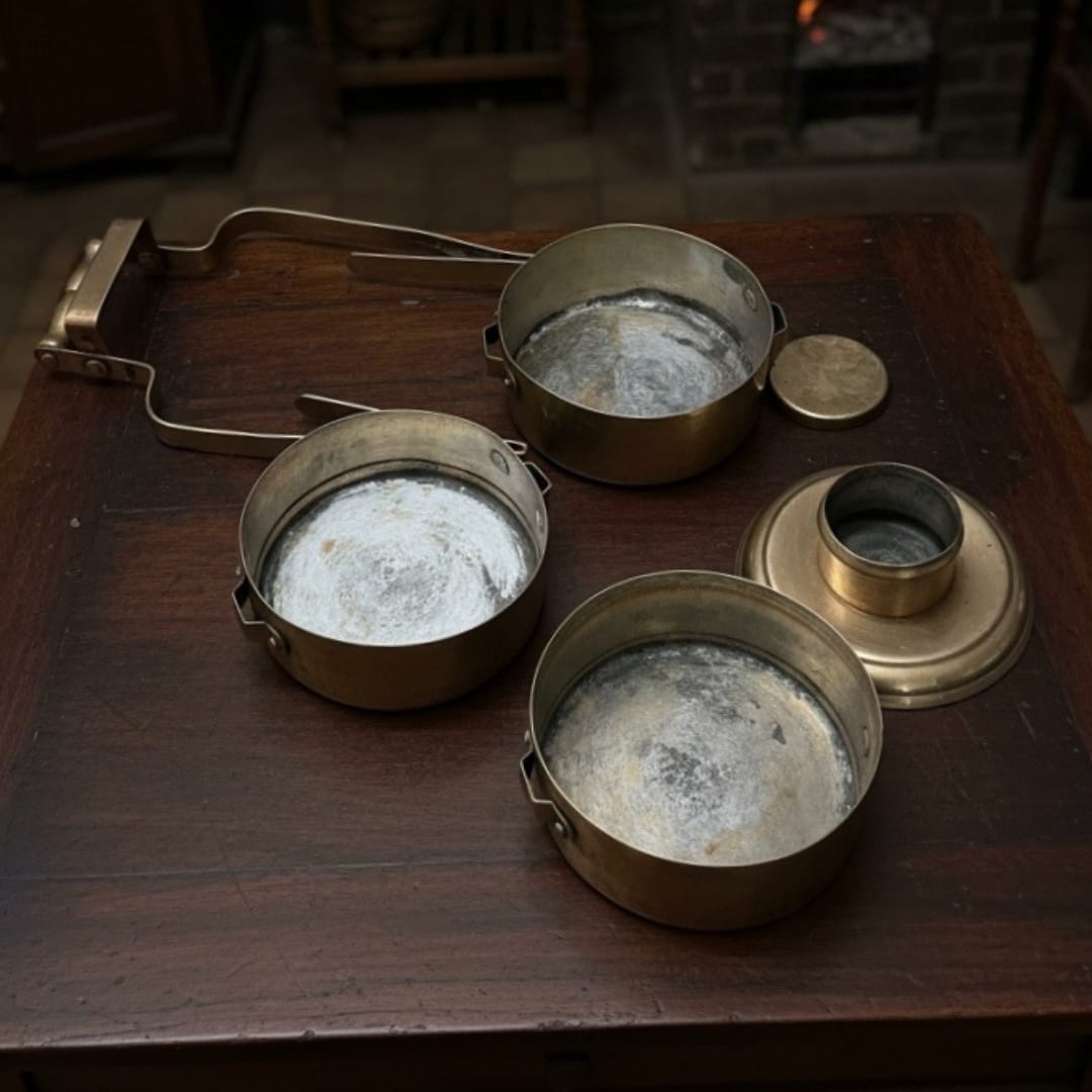 1973 Antique Brass Tiffin 3 Compartment | Handcrafted Brass Lunch Container