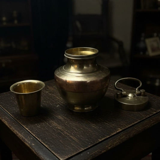 1975 Antique Brass–Copper Mix Gangjal Kalash | Traditional Decor Collectible