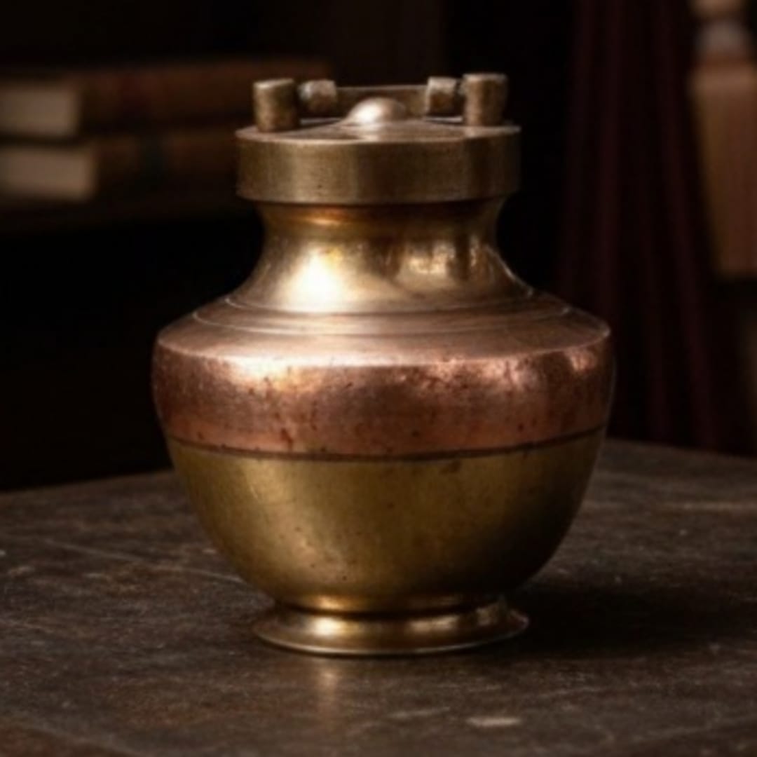 1975 Antique Brass–Copper Mix Gangjal Kalash | Traditional Decor Collectible