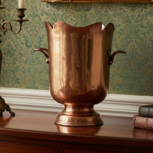 1985 Antique Brass Ice Bucket | Traditional English Serving Vessel